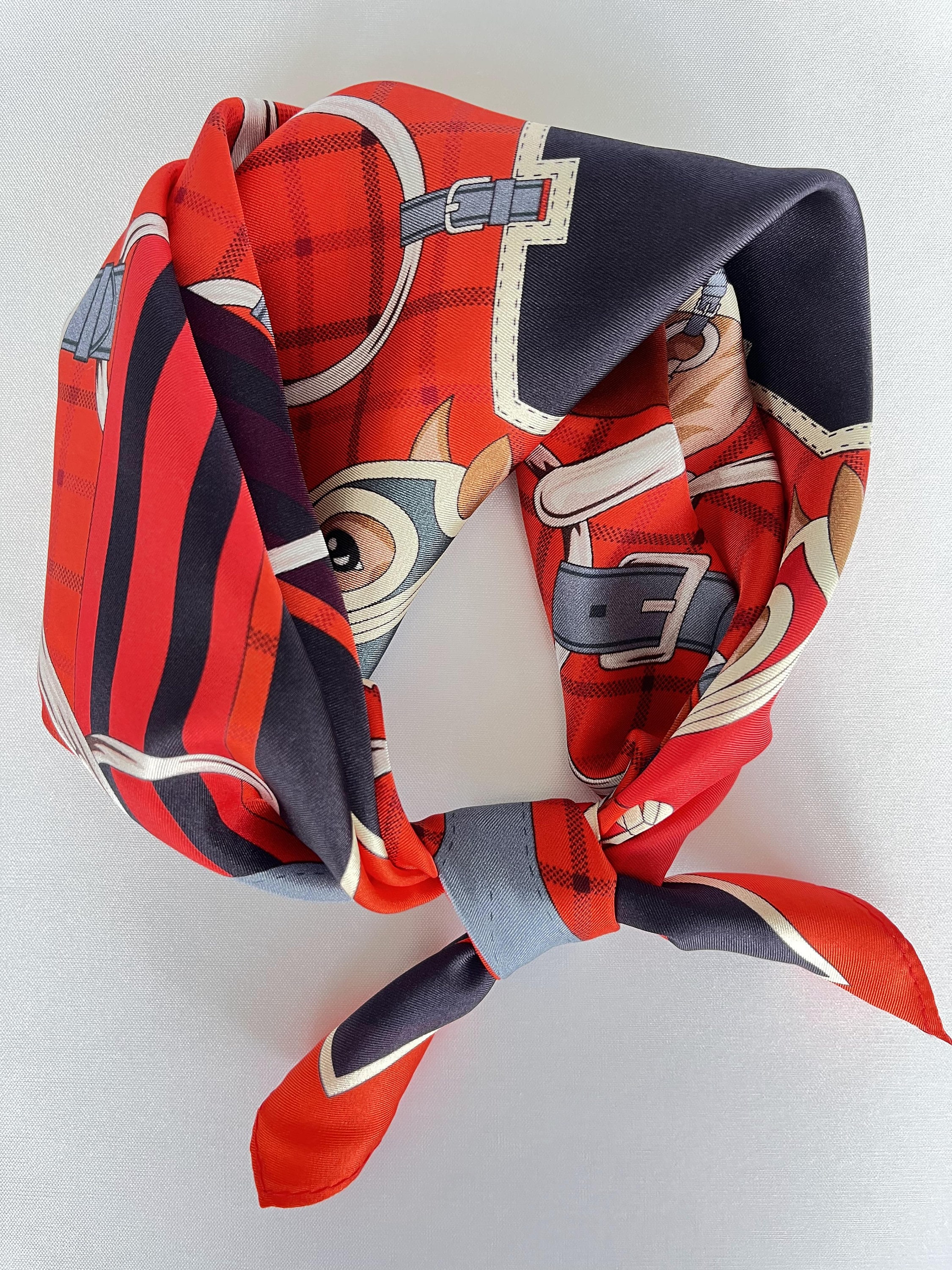 100% Mulberry Silk Scarf 21"x21"for Women, Geometric Cartoon Horse Digital Printed Square Scarf for Hair Wrap, Small Bandana Headscarf