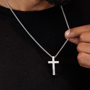 Collar de cruz personalizado para hombres y niños, plata y oro, regalo cristiano para él, collar de cruz de primera calidad para hombres, collar para hombres, colgante de cruz