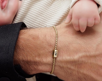 Pulsera para papá, pulsera personalizada para papá con nombre de niño, pulsera con nombre familiar, joyería para papá, regalo personalizado para papá, regalo para papá de niños