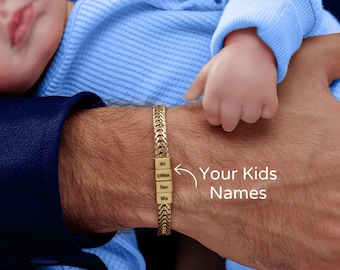 Personalized Kids Name Bracelet - Stainless Steel Dad Jewelry