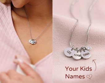 Family Name Necklace, Mother Necklace With Kids Name, Family Jewelry, Mama Jewelry, Custom Mother Gift, Personalize Gift For Mom, Mommy Gift