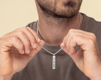 Personalisierte Herren Bar Halskette, Gravierte Bar Anhänger für Männer, Benutzerdefinierte Herren Schmuck, Namen Halskette, Geschenk für Freund Ehemann Vatertag