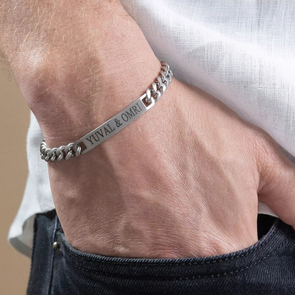 Bracelet chiffres romains, bracelet en argent pour homme, bracelet de coordonnées, bracelet de localisation GPS, bracelet date, bracelet pour nom pour homme, petit ami