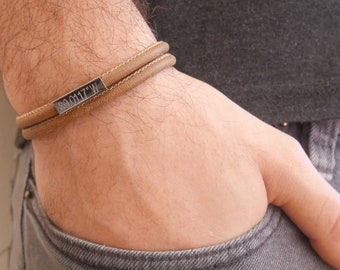 Personalized Leather Bracelet - Men's Personalized Bracelet - Men's Custom Bracelet - Men's Engraved Bracelet - Boyfriend Gift - Husband