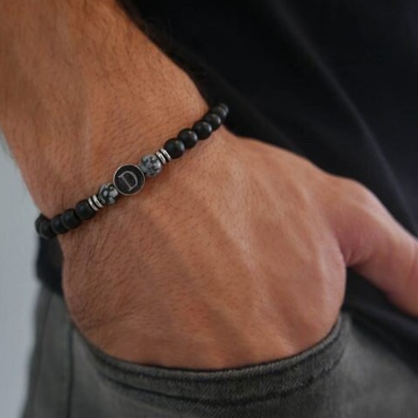 Personalisiertes Armband mit Gravur für Männer, Perlenarmband für Männer, Perlenarmband für Männer, Schmuck für Männer, Geschenk für Männer, Geschenk für Männer, Geschenk für Papa