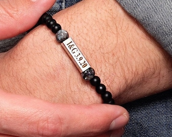 Men's Onyx Bracelet, Men's Energy Bracelet, Men's Personalized Bracelet, Men's Engraved Bracelet, Men's Gemstone Bracelet, Mens Jewelry Gift