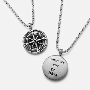 Customized Men's Compass Necklace, Engraved Husband Gift, Personalized Necklace for Men, Gift For Boyfriend, Gift For Dad, Anniversary Gift image 1