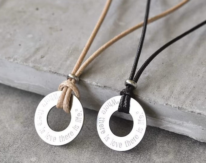Matching Disc Necklaces, Personalized Necklaces Jewelry For Couples, His And Hers Necklaces, Couples Jewelry, Anniversary Gift, Lovers Gift