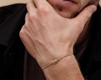 Custom Men's Gold Chain Bracelet, Name Bracelet For Men, Initial Bracelet, Men's Jewelry, Personalize Men's Gift, Boyfriend Gift, Husband
