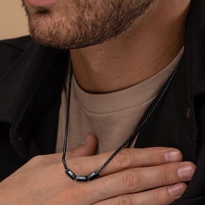 Regalo personalizado para papá, collar personalizado para papá negro, joyas para padre, collar familiar, joyas para papá, regalo para el día del padre, día de San Valentín