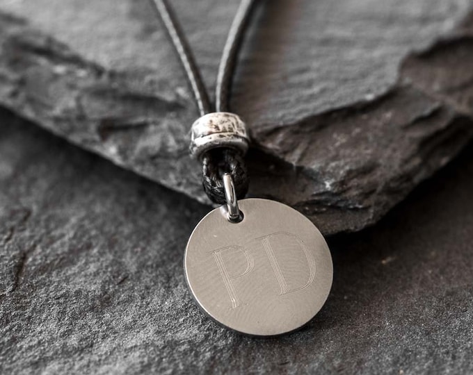 Personalize Coin Necklace - Men's Personalized Necklace - Men's Custom Necklace - Men's Engraved Necklace - Initials Necklace - Husband Gift
