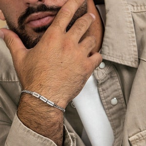 Pulsera personalizada para papá, pulsera con nombre para niños, joyería familiar, regalo personalizado para papá, regalo para esposo, regalo para el día del padre o San Valentín