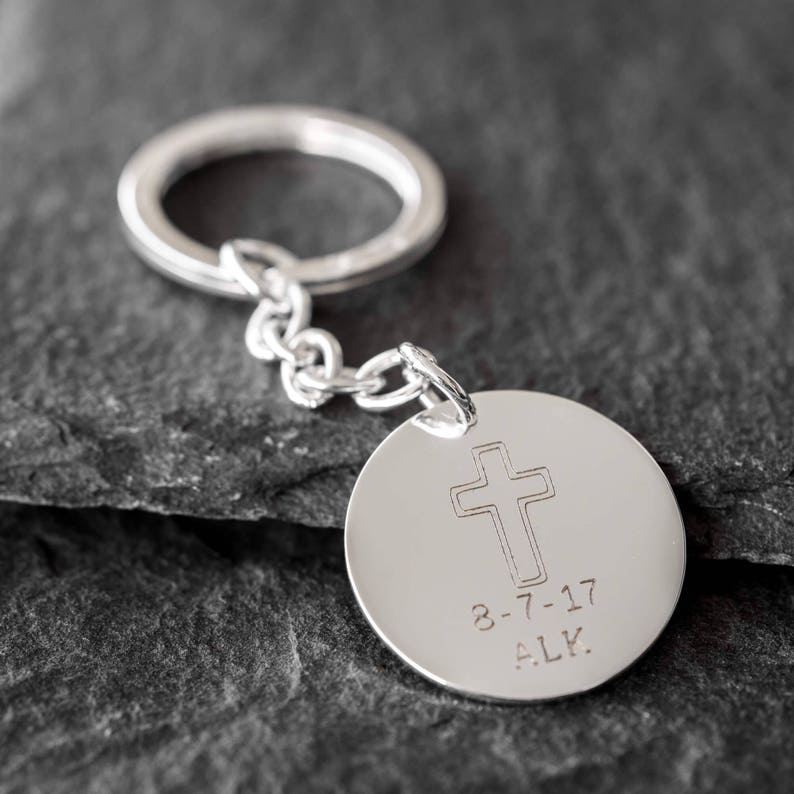 Cross Keychain Religious Keychain Personalized Keychain Etsy