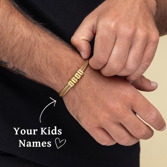 Gold Dad Bracelet With Kids Names Family Jewelry Personalize Gift for Dad Father Bracelet Father Jewelry Dad Gift From Kids Husband Etsy Canada