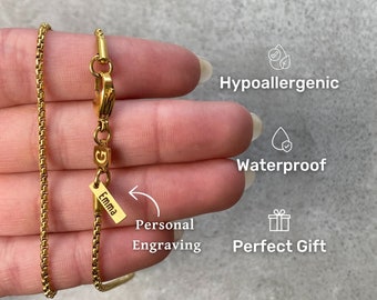 Custom Men's Chain Necklace, Personalized Men's Gold Necklace, Waterproof Jewelry For Men, Engraved Boyfriend Gift, Husband Gift, Dad Gift