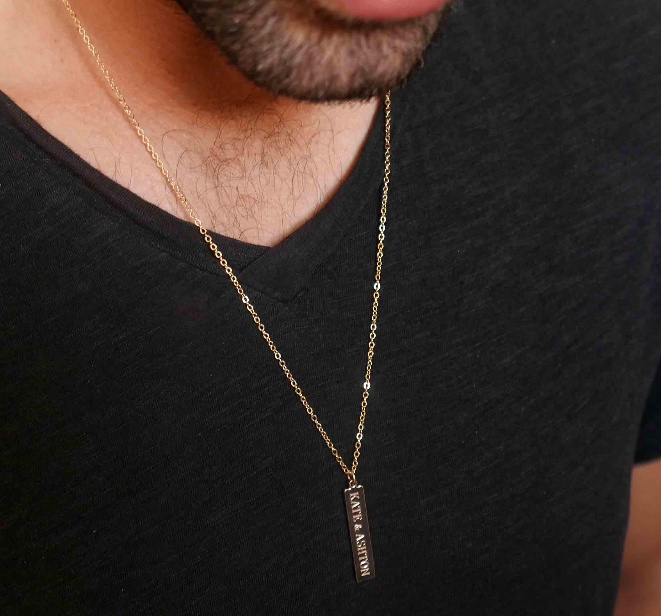 Personalize Bar Necklace Men's Bar Necklace Men's Etsy