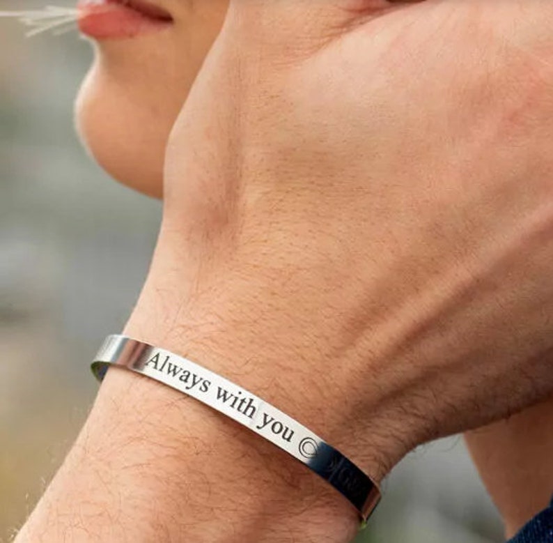 Men's Cuff Bracelet Men's Engraved Bracelet Etsy