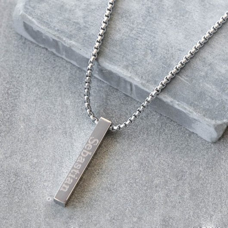 Men/'s Personalized Necklace Boyfriend Gift Men/'s Engraved Necklace Men Jewelry Husband Gift Bar Necklace for Men Men/'s Custom Necklace