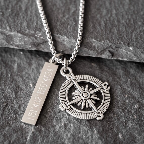 Men's Engraved Necklace Men's Personalized Necklace Etsy