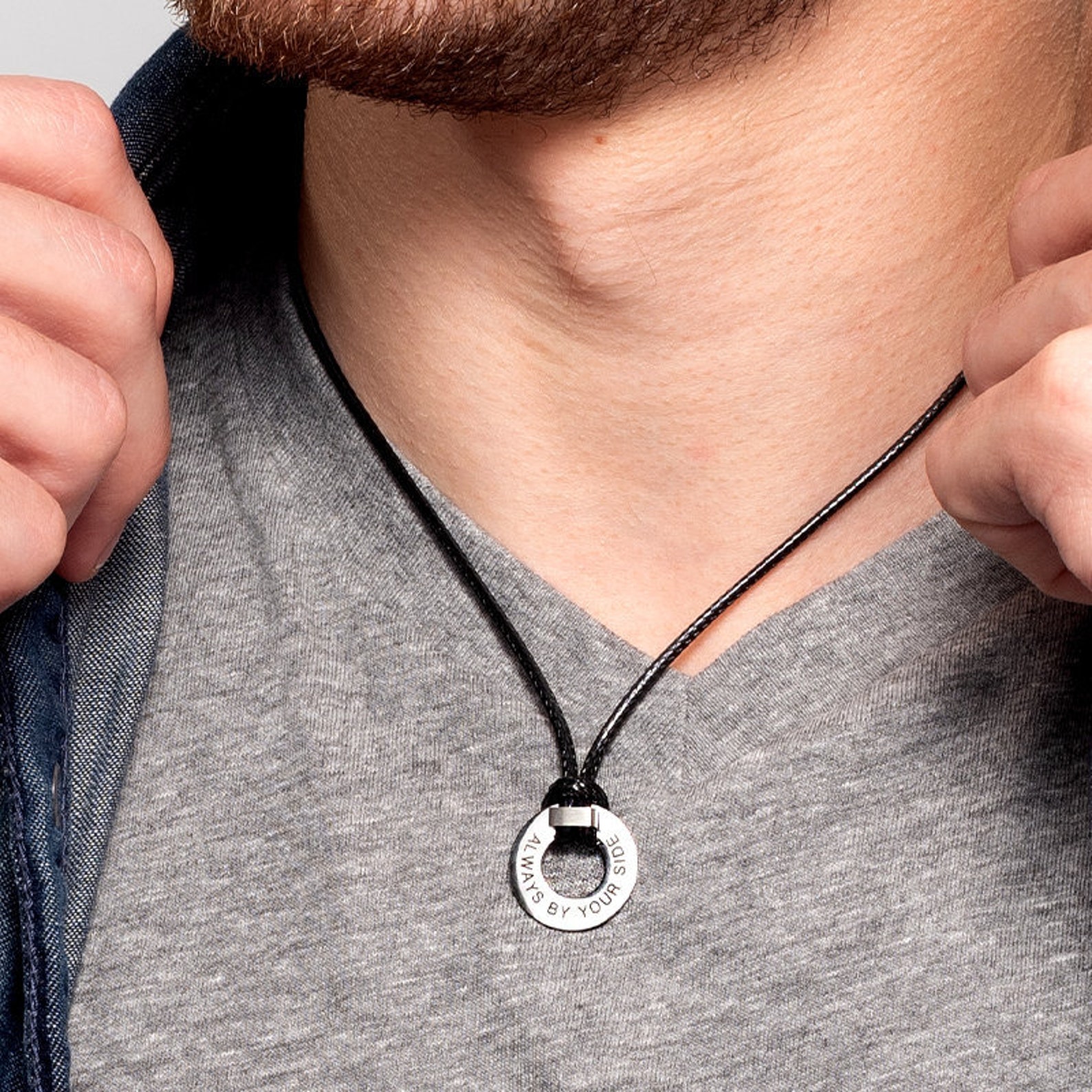 Men's Engraved Necklace Men's Custom Necklace | Etsy