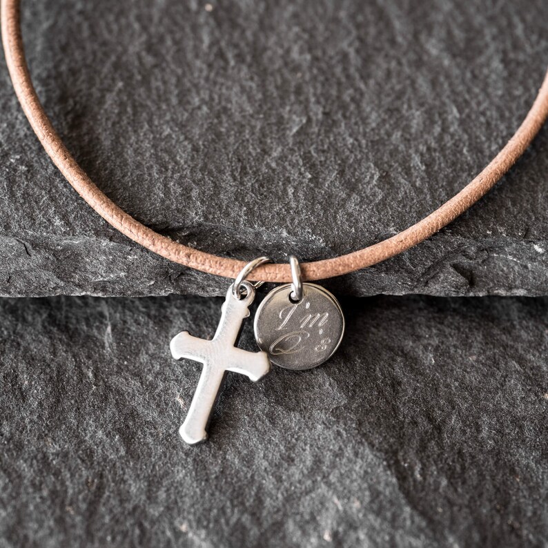 Custom Cross Necklace Engraved Cross Necklace Personalize Etsy