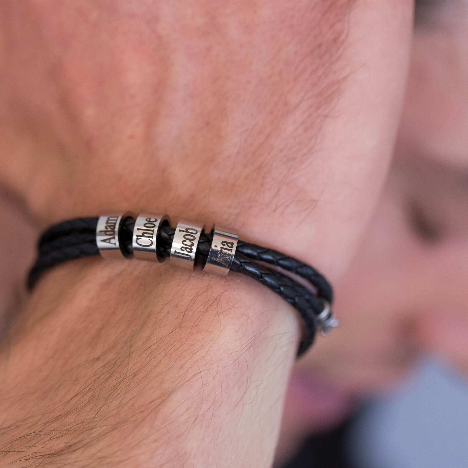 Personalized Leather Bracelet for Dad Kids Name Bracelet Etsy