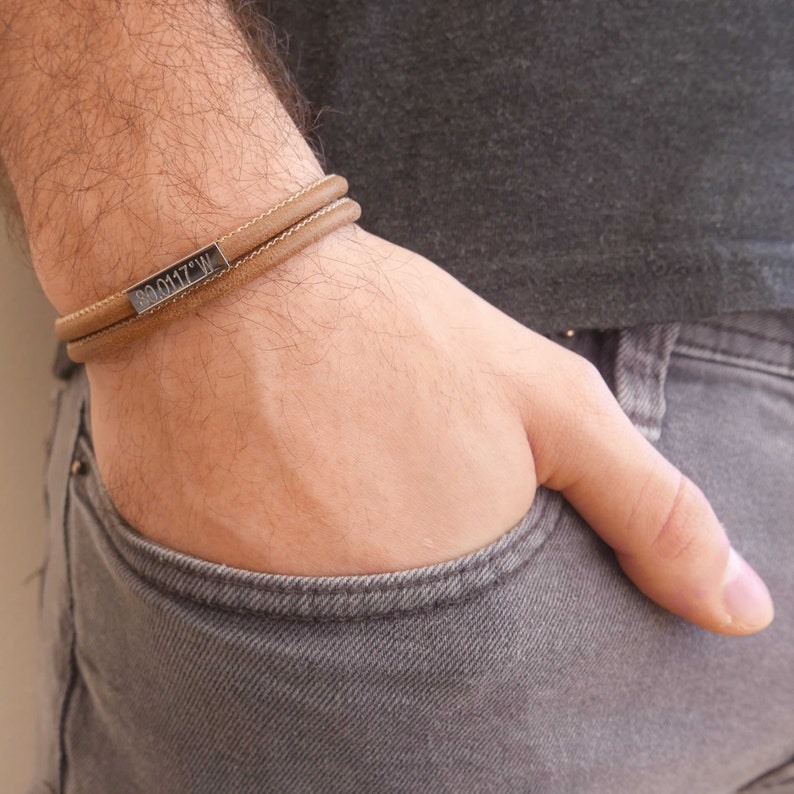 Boyfriend Gift Men/'s Custom Bracelet Men/'s Engraved Bracelet Husband Men/'s Personalized Bracelet Personalized Leather Bracelet