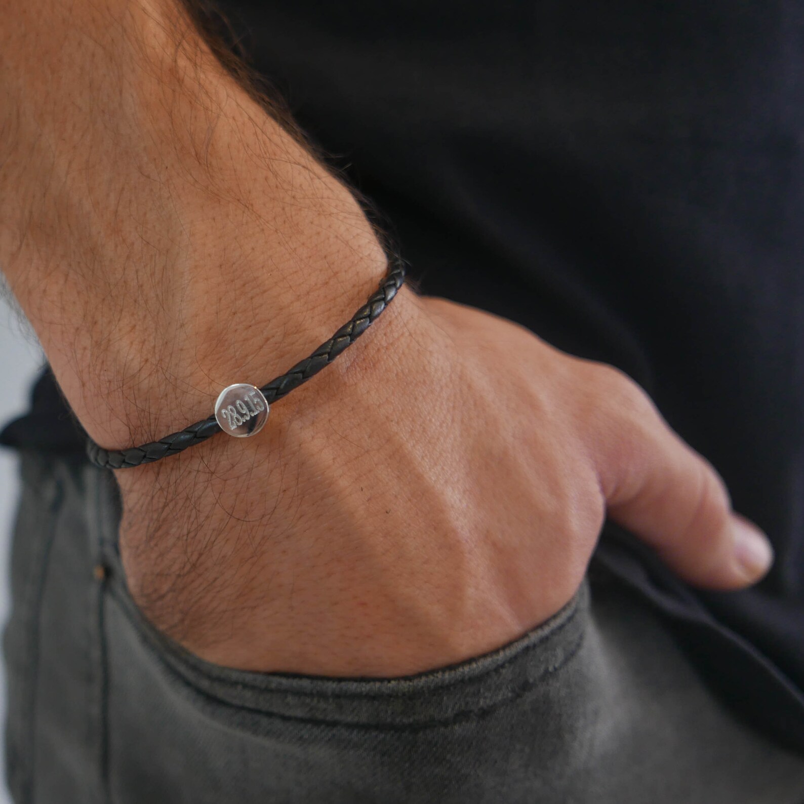 Custom Men's Coin Bracelet Engraved Men's Disc Etsy