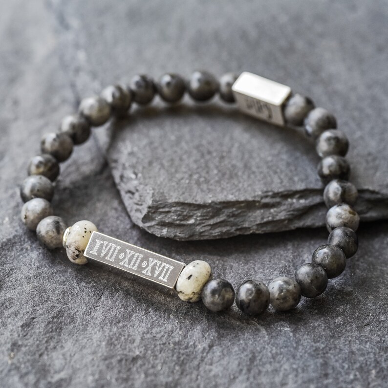 Roman Numeral Bracelet for Men Peronalized Men's Beaded Etsy