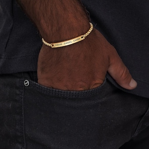 Gepersonaliseerde gouden armband voor vriend echtgenoot, aangepaste naamsieraden voor mannen, gegraveerde armband, cadeau voor hem, cadeau voor Vaderdag