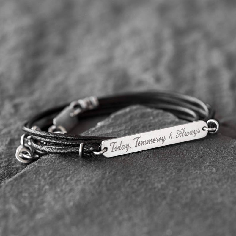 Men's Engraved Bracelet Men's Personalized Bracelet Etsy