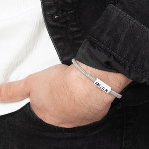 Bracelet en cuir personnalisé pour homme avec barre en acier inoxydable, bracelets personnalisés, cadeau pour homme, mari, petit ami, bijoux d'amitié image 7