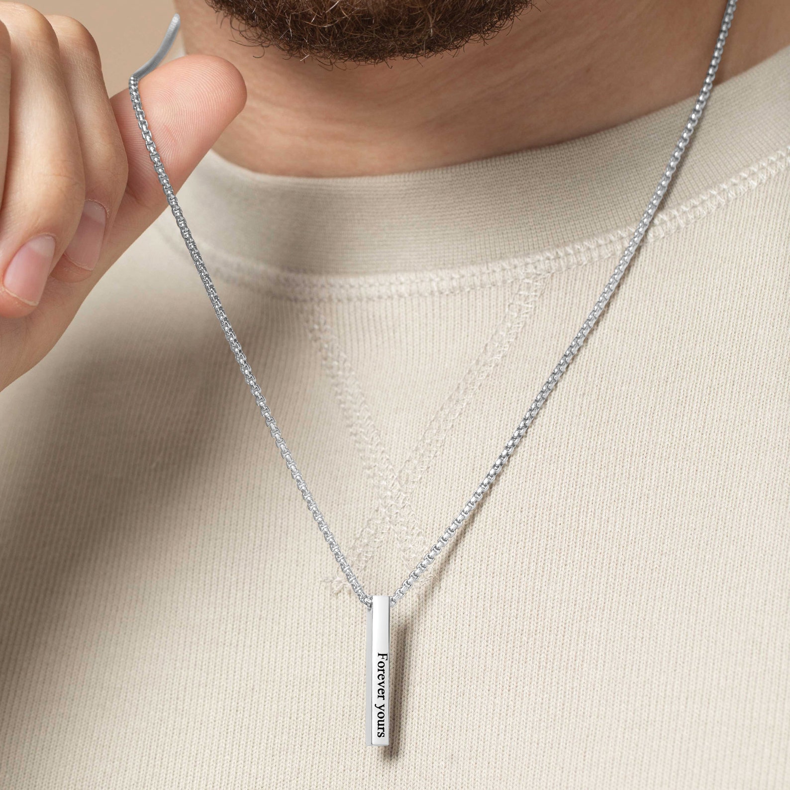 Men's Bar Necklace Personalize Bar Necklace Men's Etsy