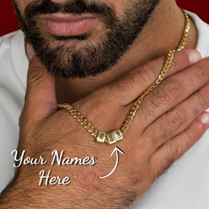 Engraved Gold Name Necklace for Men: Stainless Steel Link Chain