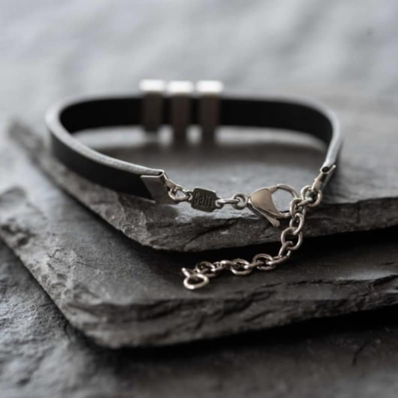 Men/'s Personalized Bracelet Men/'s Leather Bracelet Man Gift Black Engraving Boyfriend Gift Engraved Bracelets for Men Custome Man