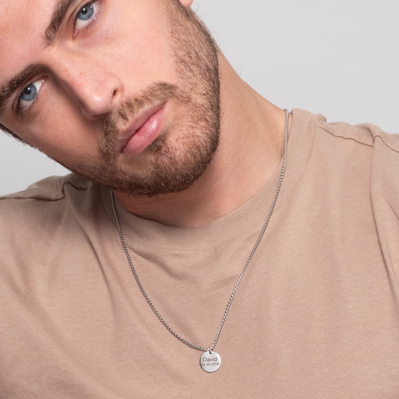 Personalized Coin Necklace Men's Custom Necklace Etsy