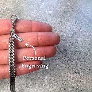 Pulsera de cadena de acero inoxidable impermeable personalizada para hombres, pulsera de plata personalizada para hombres, regalo del día de San Valentín para su novio