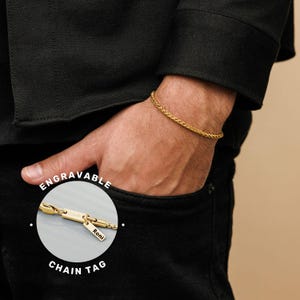 Pulsera de acero inoxidable impermeable personalizada para hombre, pulsera de oro personalizada, joyería grabada, regalo para el Día del Padre.
