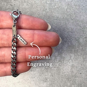 Aangepaste Cubaanse schakelarmband voor heren, gepersonaliseerde zilveren herenarmband, gegraveerde herensieraden, cadeau voor vriend echtgenoot hem