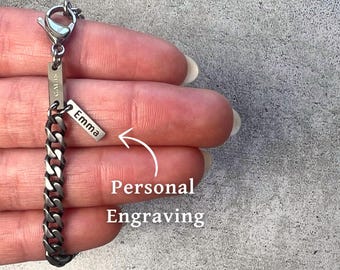 Custom Cuban Link Chain Bracelet For Men, Men's Silver Bracelets, Men's Jewelry, Men's Gift, Personalized Gift For Boyfriend Husband Dad