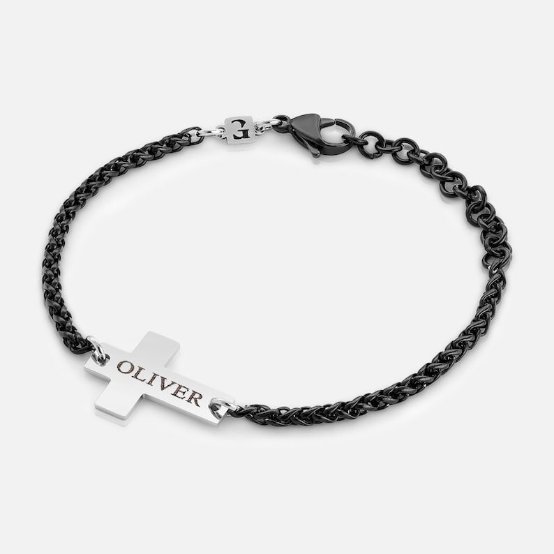 Custom Faith Bracelet For Men, Personalized Men's Cross Bracelet, Religious Bracelet, Christian Bracelet, Prayer Bracelet, Boyfriend Gift image 3