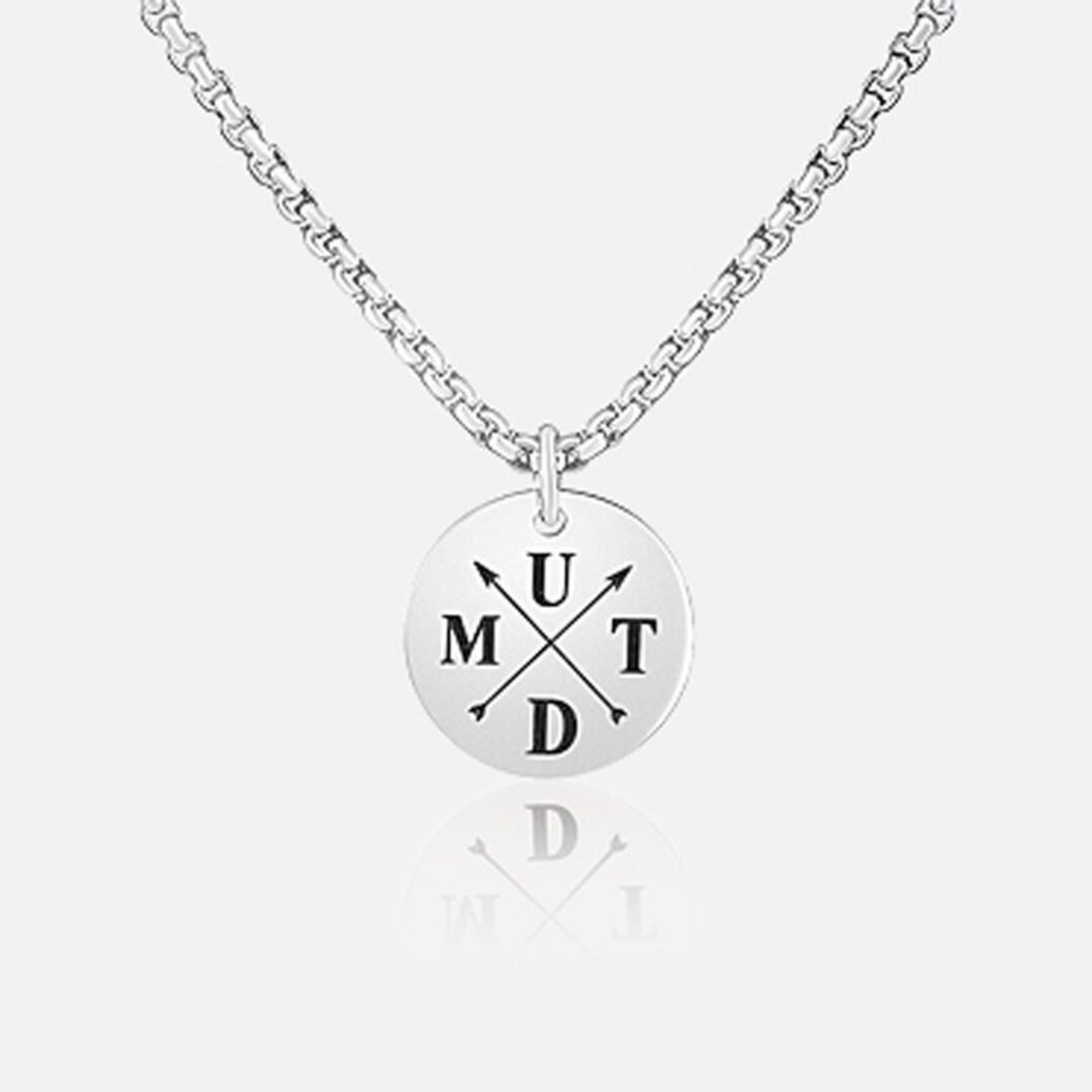 Personalized Men's Disc Necklace, Custom Coin Necklace, Engraved