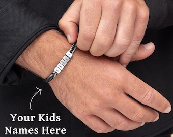 Personalize Daddy Bracelet, Family Bracelet,Custom Gift For Dad,Fathers Day Gift,Kids Name Bracelet,Husband Gift,Engraved Dad Gift,Christmas