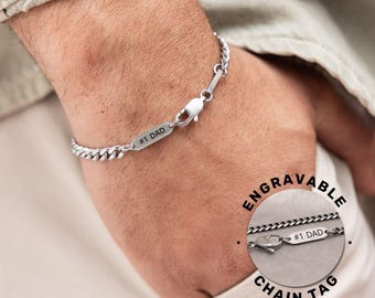 Cadena personalizada, collar de cadena cubana para hombre, cadena de acero inoxidable, joyería impermeable, pulsera con etiqueta grabada