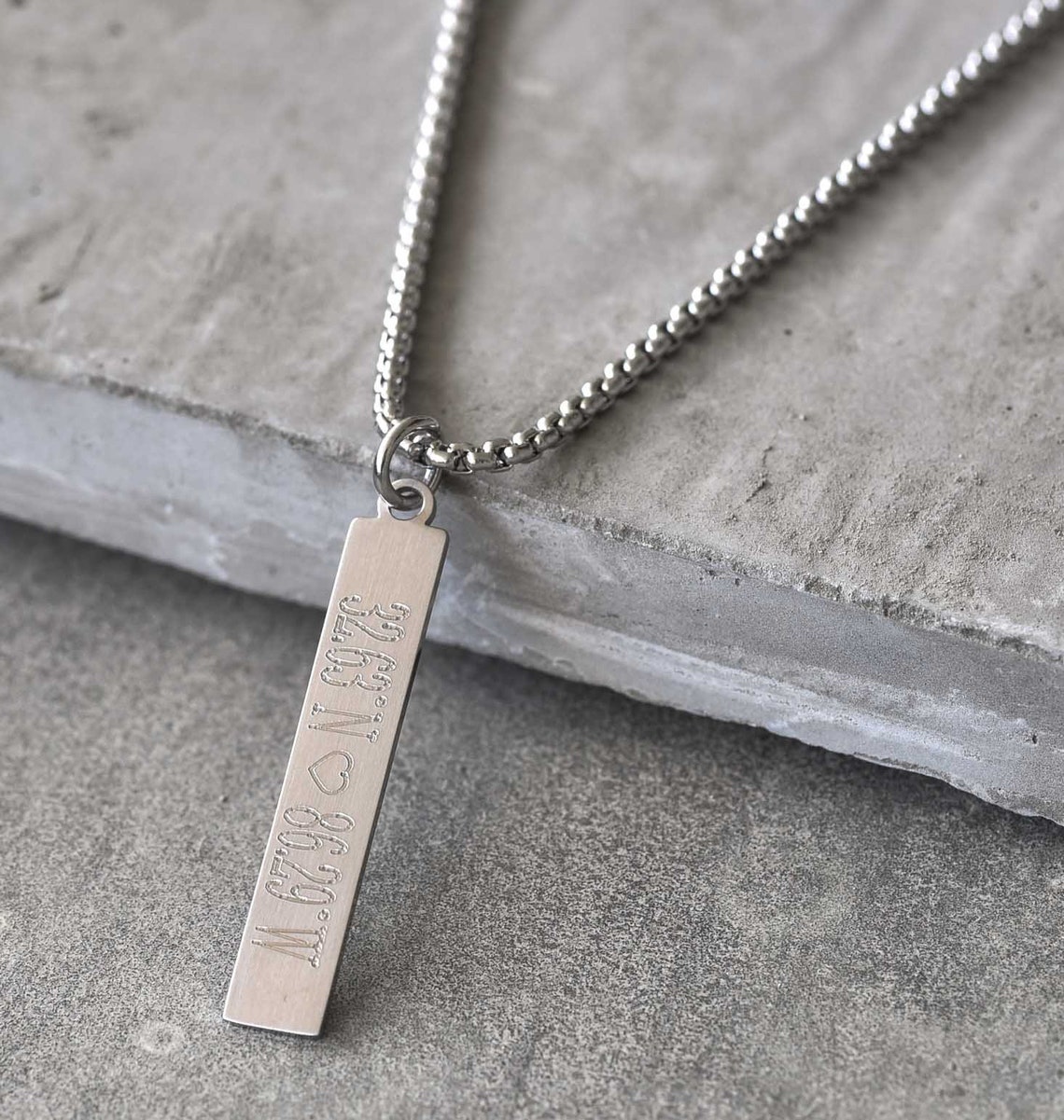 Men's Bar Necklace Personalize Bar Necklace Men's Etsy