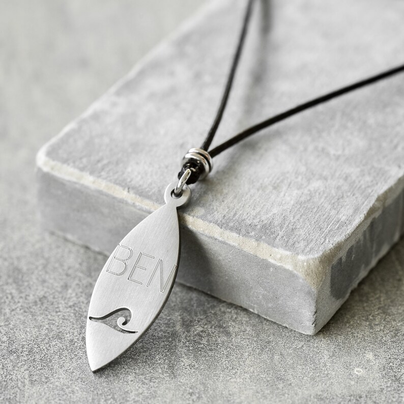 Men's Engraved Surf Necklace Men's Personalized Etsy