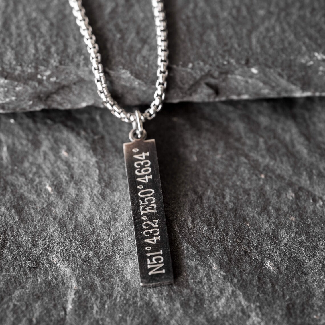Personalized Bar Necklace Men's Engraved Necklace Etsy