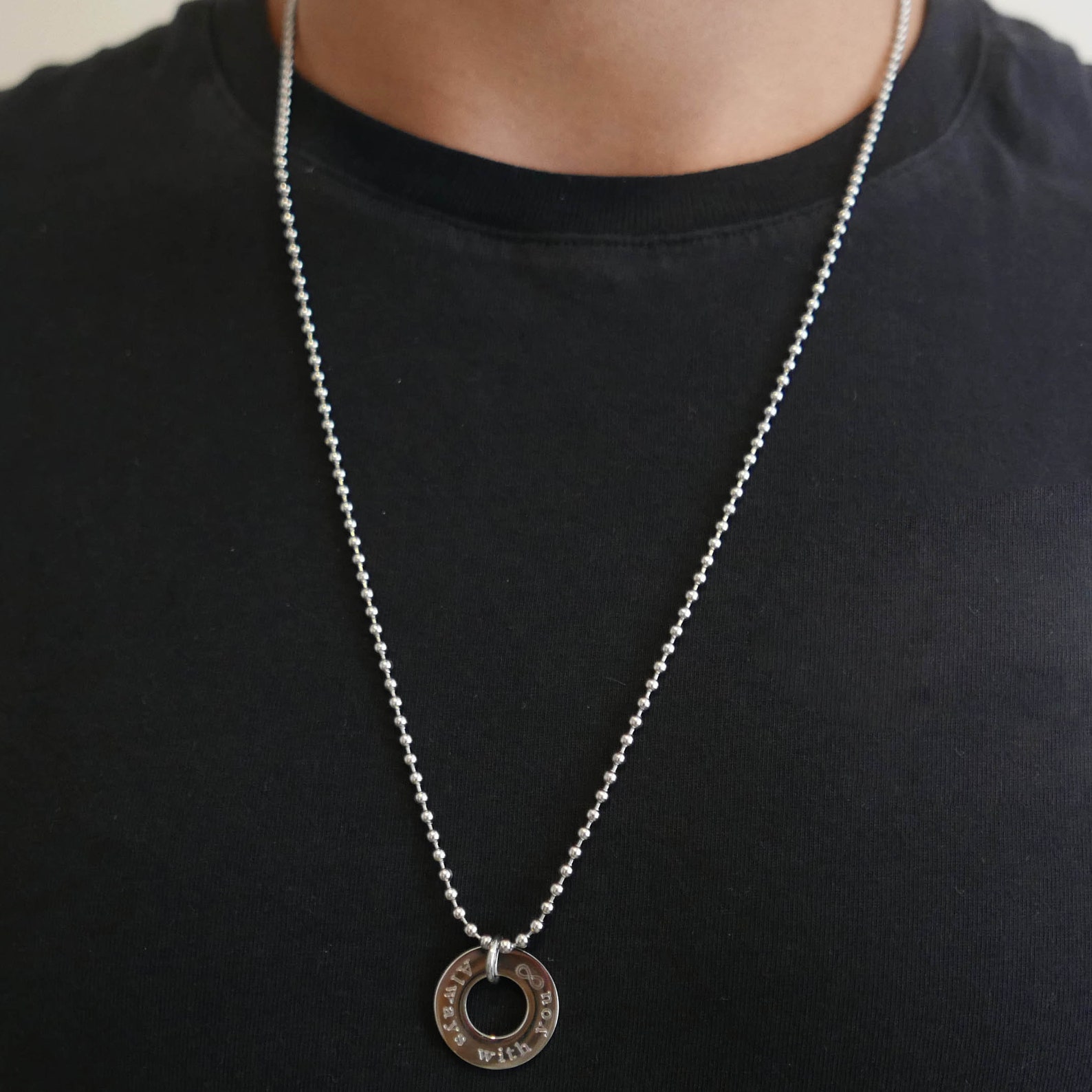 Men's Engraved Necklace Men's Personalized Necklace Etsy