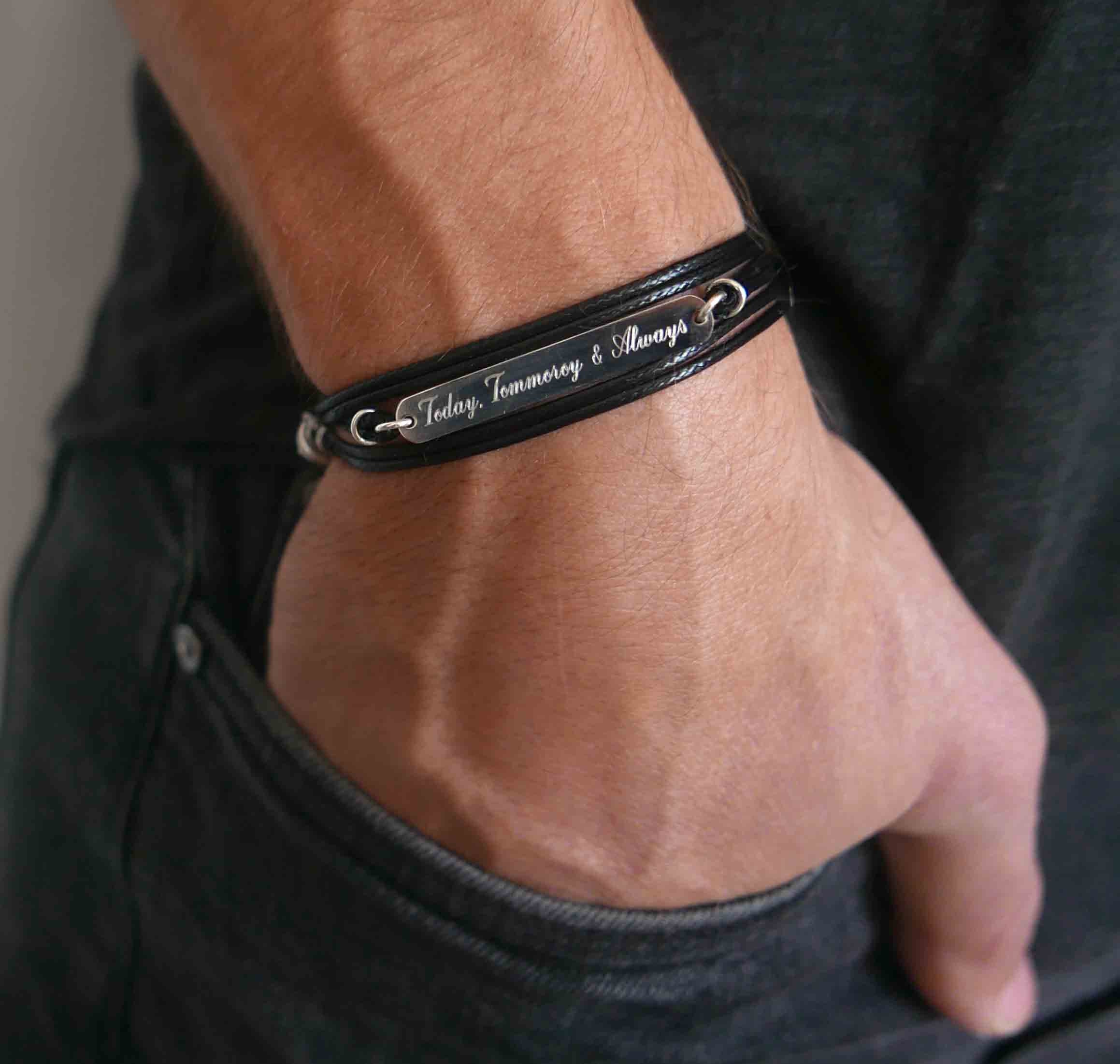 Men's Engraved Bracelet Men's Personalized Bracelet Etsy