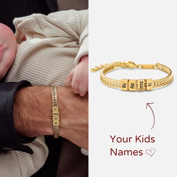 Personalize Gift for Dad Custom Dad Gold Bracelet Fathers Day Gift Kids Name Bracelet Family Name Bracelet Gift for Husband Daddy Etsy Canada